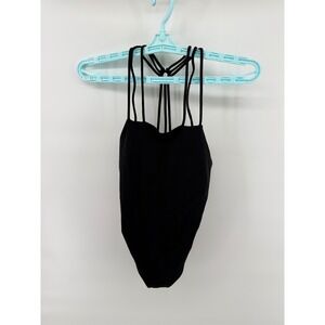 Free People Intimately Womens Black Strappy Cage Back Thong Bodysuit XS OB455246